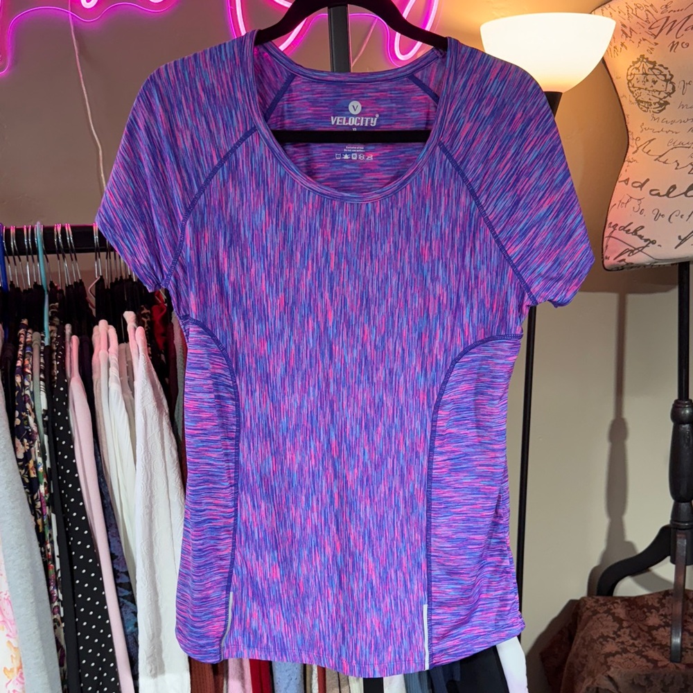 Velocity Women's Vibrant Pink and Purple Tee NWOT